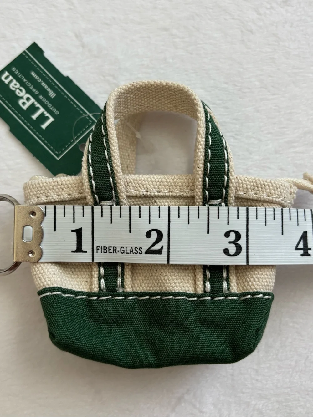 L.L. Bean Mini Canvas Tote Bag Keychain Green NWT